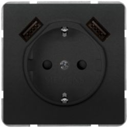 DELTA style SCHUKO socket outlet with double USB charger, anthracite