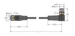 Actuator- en sensorkabel / PUR, Verlengkabel