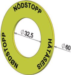 Noodstopschild SE DK FI, 32,5 mm