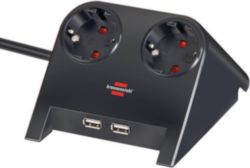 Desktop-Power USB-charger 2 USB-laadaansluiting 2100mA 2-voudig zwart gepolijst 1,8m H05VV-F 3G1,5