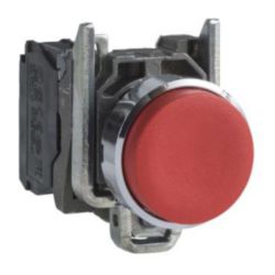 Drukknop, rood, metaal, 1NC, verhoogd