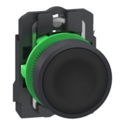 Drukknop, Harmony XB5, grijs Plastic, Vlak, zwart, 22mm, veerretour, o