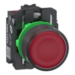 Verlichte drukknop, Harmony XB5, Plastic, rood Vlak, 22mm, universele