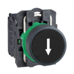 Drukknop, zwart, symbool pijl, 1NO