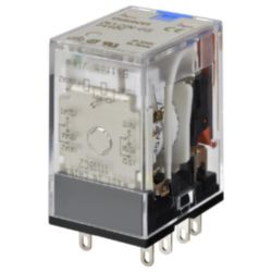 Relay, plug-in, 8-pin, DPDT, 7 A, mechanical & LED indicators, lockable push test button, 24 VAC