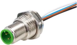 M12 MALE FLANGE PLUG A CODED REAR MOUNT PP-wires 8x0,25 0.2m
