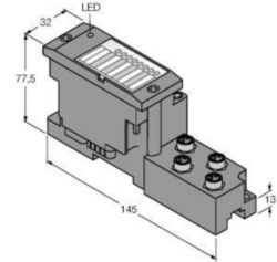 BL67 basismodule, 4 x M8 connector, 3-polig