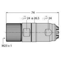 M23 x 1 connector, Confectioneerbare connector, recht