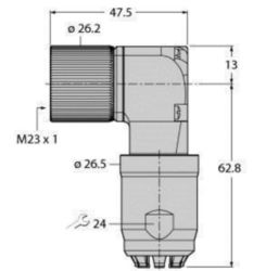 M23 x 1 connector, Confectioneerbare connector, haaks