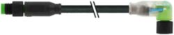M8 male 0° / M8 female 90° A-cod. LED PUR 3x0.25 bk UL/CSA+drag ch. 2m