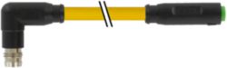 M8 male 90° / M8 female 0° A-cod. snap-in PUR 3x0.25 ye +drag ch. 0.3m