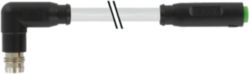 M8 male 90° / M8 female 0° A-cod. snap-in PUR 3x0.25 gy +drag ch. 1m