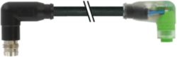 M8 male 90° / M8 female 90° A-cod. snap-in LED PVC 3x0.25 bk  1.5m