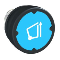 PUSHBUTTON HE, LIGHT BLUE, WITH MARKING