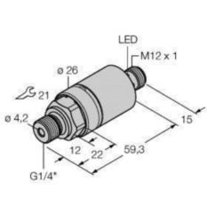 druksensor, met 2 transistorschakeluitgangen pnp/npn