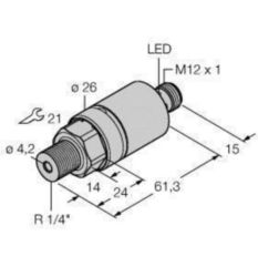 druksensor, met 2 transistorschakeluitgangen pnp/npn