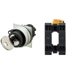 Selector A22NK Ø22, Key type S, 2 position, bezel brushed M, MANUAL, R