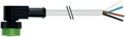 MQ12 female 90° A-cod. with cable PUR 4x0.34 gy UL/CSA+drag ch. 3m