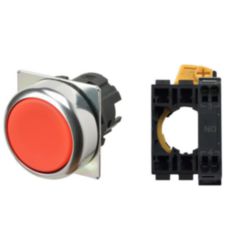 Pushbutton A22NN Ø22, bezel metal, FLAT, MOMENTARY, CAP COLOR Opaque R