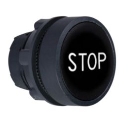 KOP DRUKKNOP, ZWART, ''STOP''