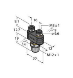 2-weg splitter, Y-verdeler zonder kabel, connector M12 × 1 - 2x contra