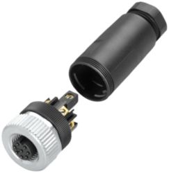 RF plug M12 8-pole, female, straight, screw connection, minimum order quantity 5 units