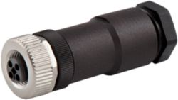 M12 female 0° T-coded field-wireable 4-pole max. 1,5mm², 8-10mm