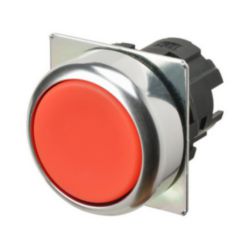 Pushbutton A22NZ Ø22, bezel metal, FLAT, MOMENTARY, CAP COLOR Opaque R