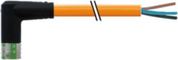 MQ15-X-Power fem. 90° left sh. with cable PUR 4x1,5 or+dragch 5,0m