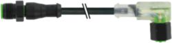 M12 male 0° / M12 female 90° A-cod. LED V4A FEP 5xAWG22 bk 0.3m