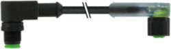 M12 male 90° / M12 female 90° A-cod. LED V4A FEP 5xAWG22 bk 0.6m