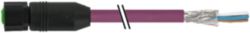 M12 female 0° A-cod. with cable Lite PUR AWG24+22 shielded vt  1.5m