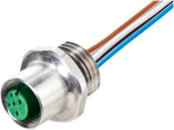 M12 female recept. A-cod. front F&B PP-wires 5x0.34 0.5m