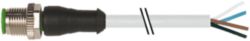 M12 male 0° A-cod. with cable PUR 4x0.34 gy UL/CSA+drag ch. 3.3m