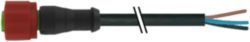M12 female 0° C-cod. with cable PUR 3x0.75 bk UL/CSA 2m