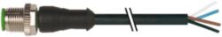 M12 male 0° A-cod. with cable PUR 4x0.34 bk UL/CSA+drag ch. 0.5m