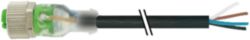 M12 female 0° with cable 3LED PUR 4x0.34 bk UL/ CSA+drag 60.0 m