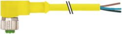 M12 female 90° A-cod. with cable AIDA PUR 5x0.34 ye +drag ch. 40m