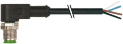 M12 male 90° A-cod. with cable PUR 4x0.34 bk UL/CSA+drag ch. 0.3m