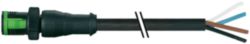 MQ12 male 0° A-cod. with cable PUR 3x0.34 bk UL/CSA+drag ch. 10m