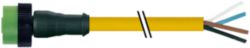 MQ12 female 0° A-cod. with cable PUR 5x0.34 ye UL/CSA+drag ch. 1.5m