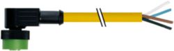 MQ12 female 90° A-cod. with cable PUR 4x0.34 ye UL/CSA+drag ch. 1.5m