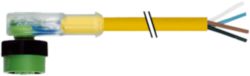 MQ12 female 90° A-cod. with cable LED PVC 4x0.34 ye UL/CSA 1.5m