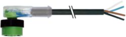 MQ12 female 90° A-cod. with cable LED PUR 4x0.34 bk +drag ch. 2.5m