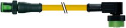 MQ12 male 0° / MQ12 female 90° A-cod. PUR 4x0.34 ye +drag ch. 0.6m