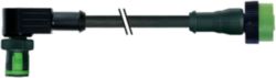 MQ12 male 90° / MQ12 female 0° A-cod. PUR 3x0.34 bk UL/CSA+drag ch. 5m
