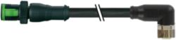 MQ12 male 0° / M8 female 90° A-cod. PUR 3x0.25 bk UL/CSA+drag ch. 3m