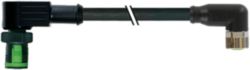 MQ12 male 90° / M8 female 90° A-cod. PUR 3x0.25 bk +drag ch. 1.5m