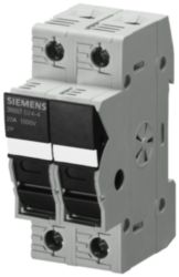 SENTRON, cylindrical fuse holder, 10x38 mm, 2-pole, In: 25 A, Ue DC: 1000 V