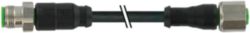 M12 Xtreme male 0° / M12 female 0° A-cod. PUR 4x0.5 bk +drag ch. 2m